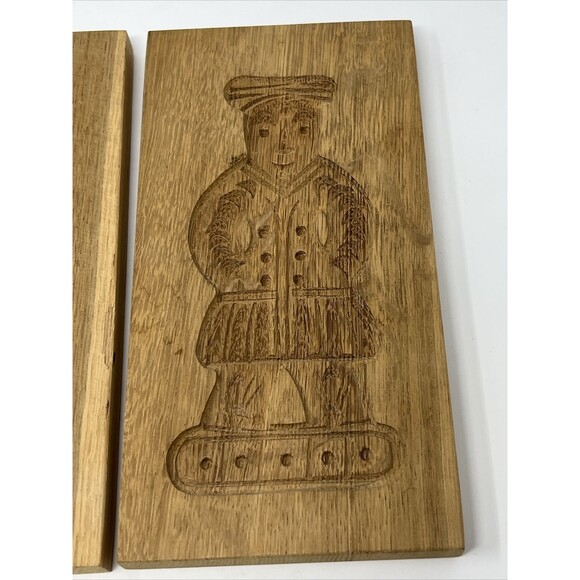 WOOD MOLD Cookie Speculaas Springerle Wooden HAND CARVED Man Woman Primitive - Picture 2 of 16